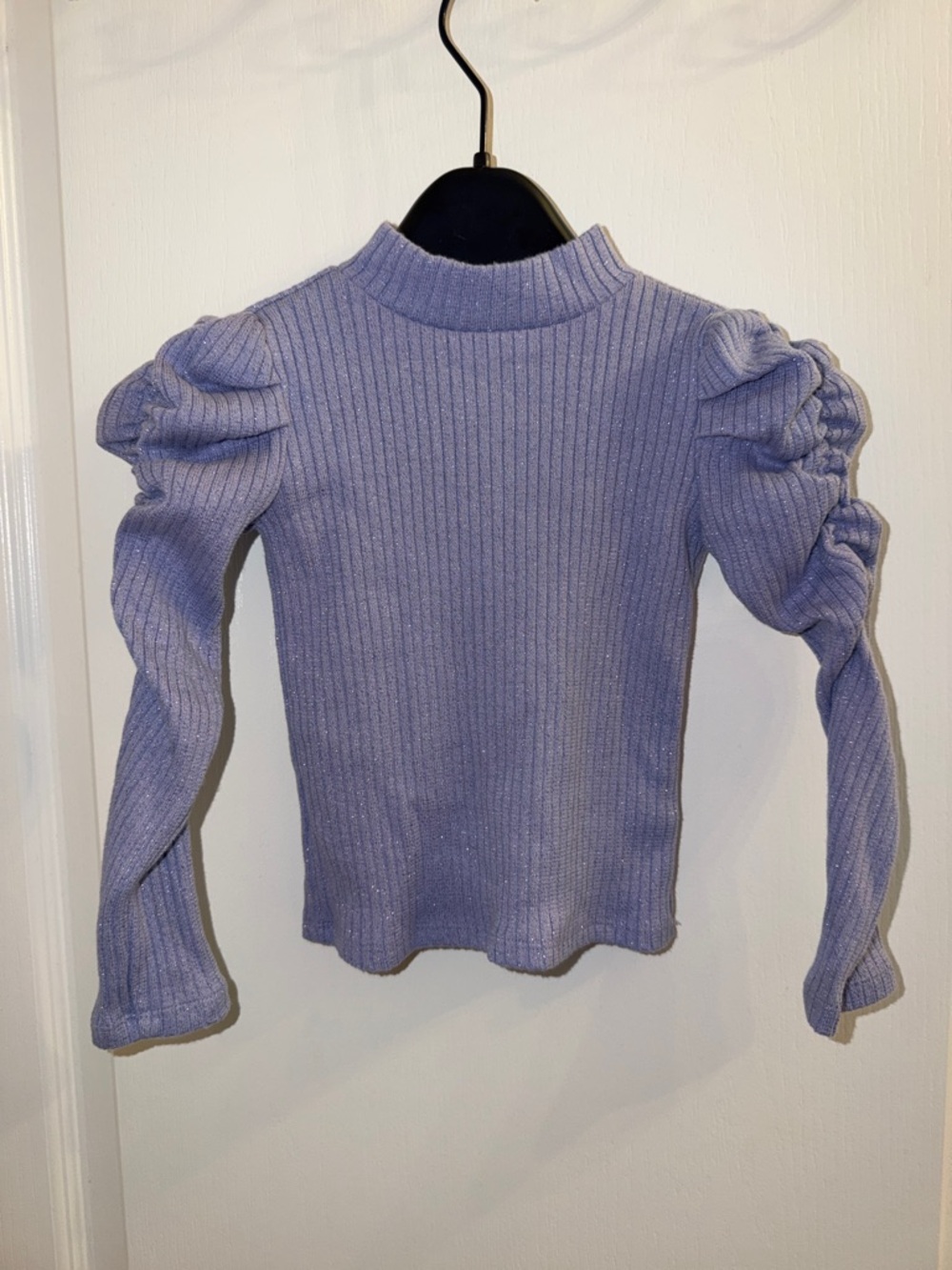 Janie and Jack Lavender Ribbed Puff-Sleeve Sweater Top